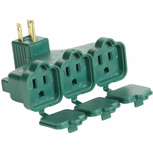 All-Source Green 15A 3-Outlet Wall Hugger Tap KB-15600C